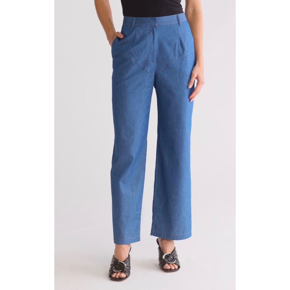 NWT 19 Cooper Chambray Wide Leg Denim Trousers PS9250 Size S